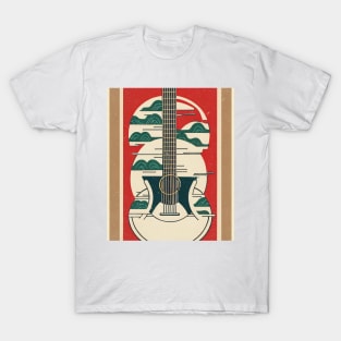 Acoustic Guitar Japanese Style Abstract Artwork T-Shirt